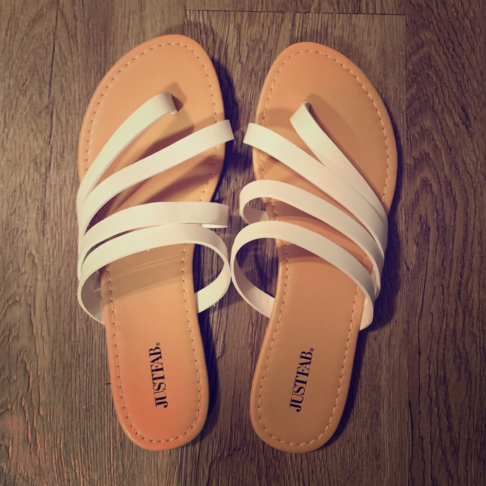 JustFab White “Easy Does It” Sandals
